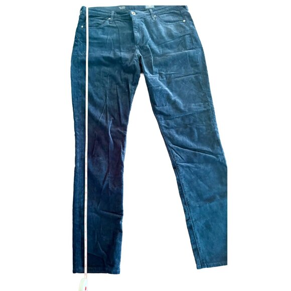 AG Adriano Goldschmied The Prima Cigarette Leg Corduroy Pants Navy Blue Size 31R - Picture 13 of 15